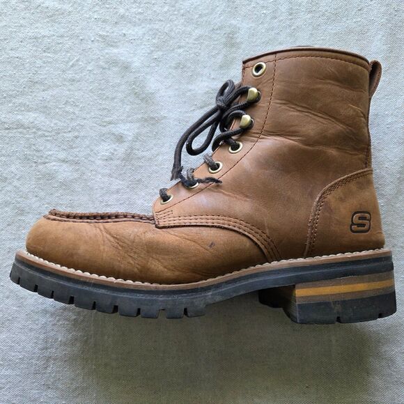 Vintage Skechers Logger Boots Mens Size 11 Leather Cascades Oil Resist Work Y2K - Picture 4 of 12